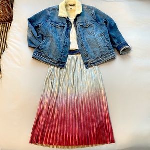 Anthro Midi Skirt, Brand New! Silver/Pink Ombré